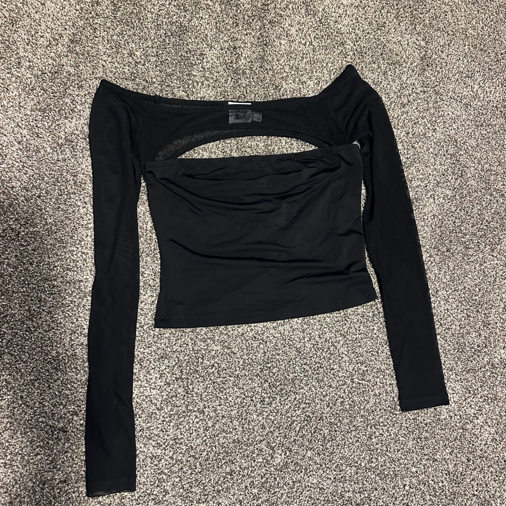 Princess Polly Black Off-Shoulder Crop Top